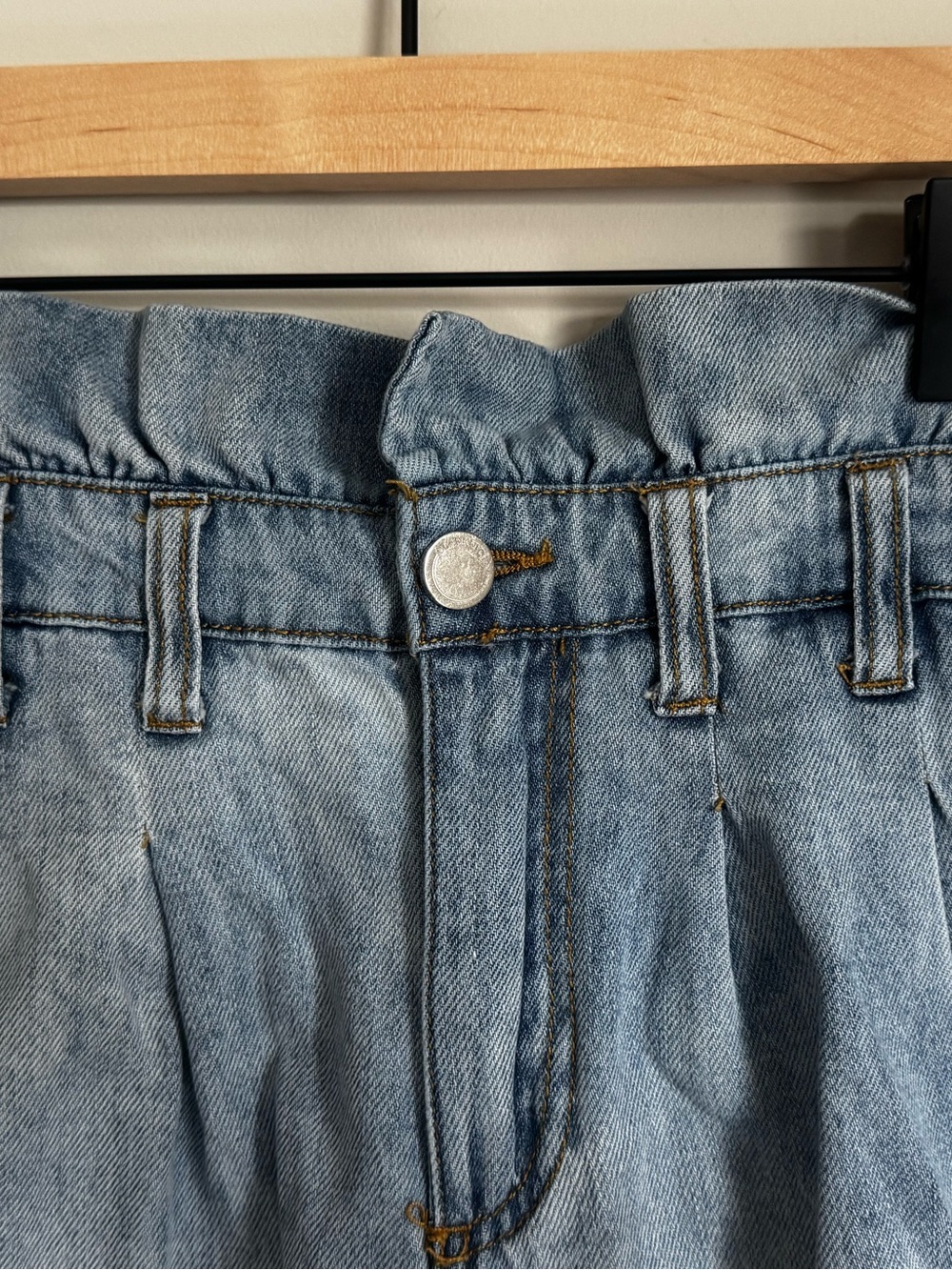 Blank NYC Light Blue Paperbag Waist Denim Shorts - Picture 3 of 5